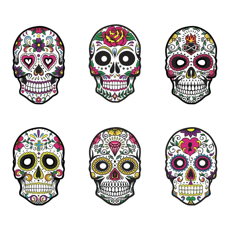 Lot de 6 Masques Papiers Dia de Los Muertos (